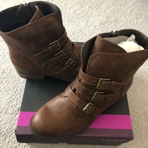 Brown ankle boots with buckles